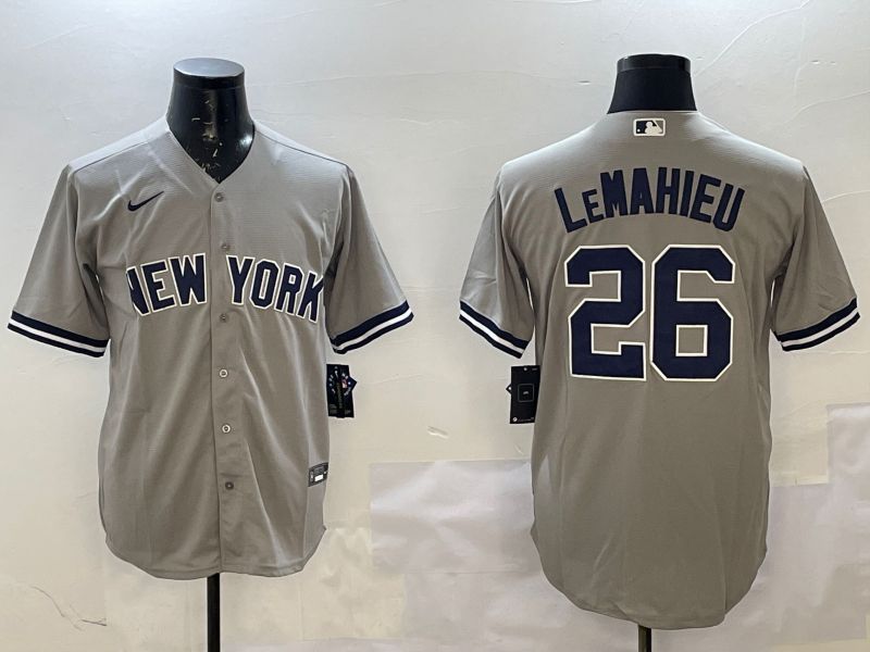 Men New York Yankees #26 Lemahieu Grey Game 2025 Nike MLB Jersey style 1